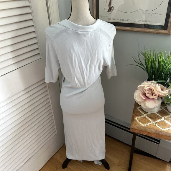 EQUIPMENT Womens Dress Medium Plein Air Blue Midi Stretch Kniit Simple Chic $395 - Picture 6 of 14